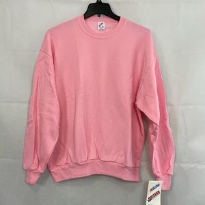 Deadstock Vintage JERZEES Tag Made In USA Blank Crewneck Sweatshirt XL Pink.